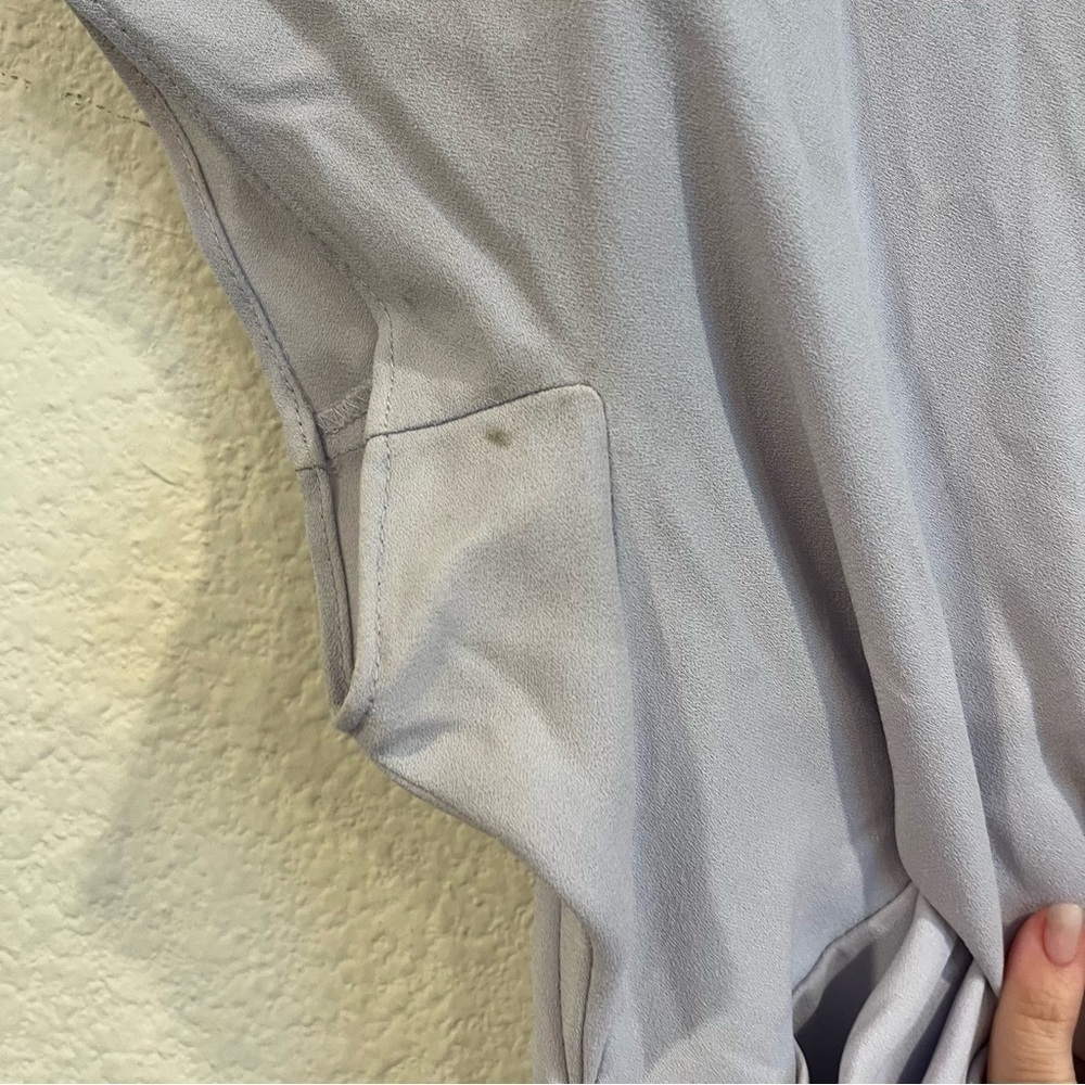 Gal Meets Glam Collection lavender gray draped front tie waist dress size 00P - Picture 3 of 8